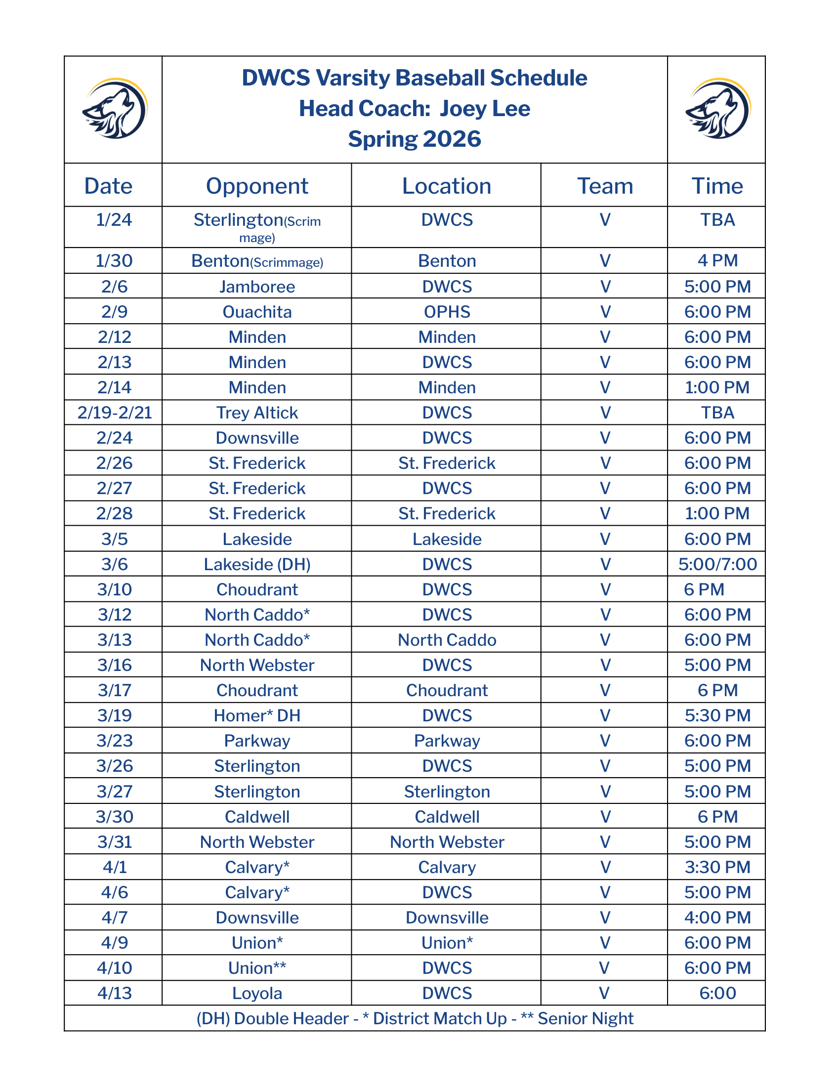 DWCS - (V) Baseball 2026-Updated